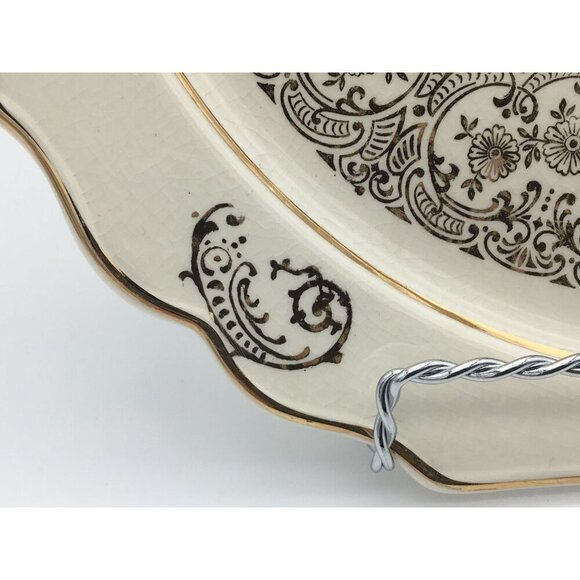 Harker Pottery Company Vintage Platter Center Floral Design 22K Gold Details - Picture 3 of 8